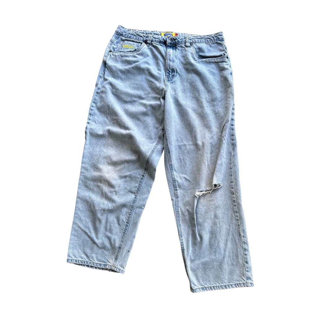 Empyre Loose Fit Skate Jeans Light Wash Distressed Blue Denim Size 34